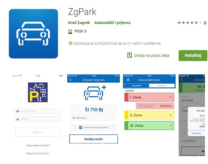 New system for automatic parking and mobile application ZgPark